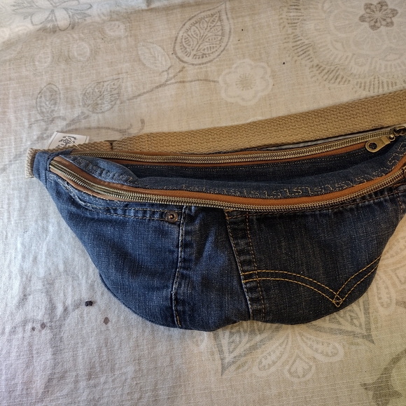 Denim Crossbody/Bumbag with Tan Strap - Picture 2 of 8